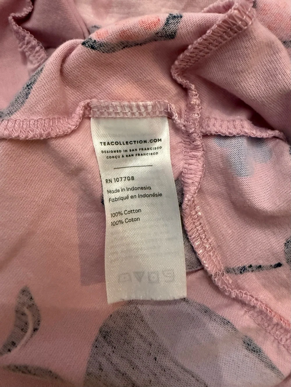Tea Collection Girls Floral Dress Size 6 Pink Black Striped Long Sleeve Cotton - Picture 8 of 9